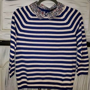 J. Crew Liberty collar Stripe Merino sweater